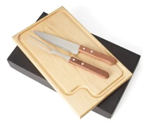 kit churrasco três peças em estojo de papel kraft
