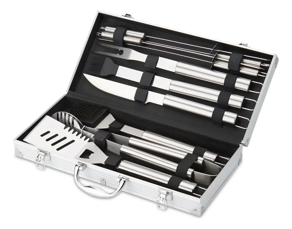 kit churrasco 10 peças maleta de alumínio com travas de seg kit churrasco 10 peças maleta de alumínio com travas de seg