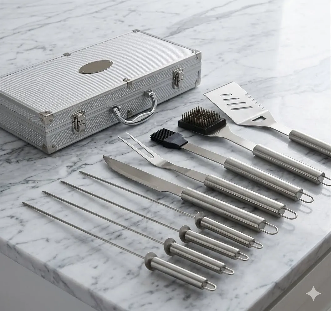 kit churrasco 10 peças maleta de alumínio com travas de seg kit churrasco 10 peças maleta de alumínio com travas de seg
