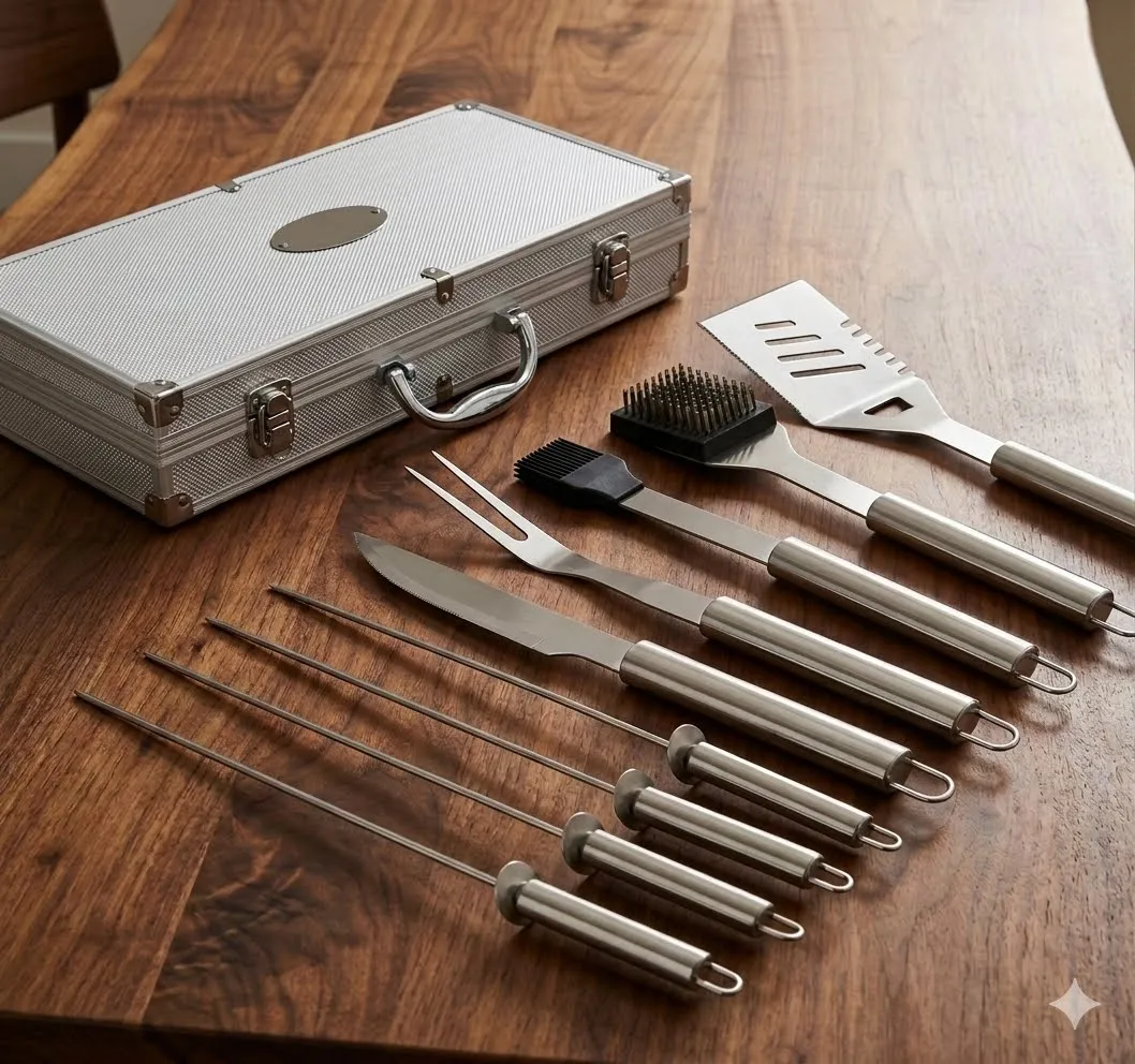 kit churrasco 10 peças maleta de alumínio com travas de seg kit churrasco 10 peças maleta de alumínio com travas de seg